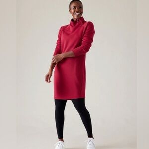 Athleta Cozy Karma Asym Sweater Dress in Clover Berry Red size Small